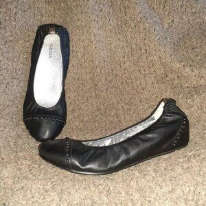 RUDSAK-Canadian Luxury Brand-Studded Black Leather Ballet Style-Sz 38-Near Mint